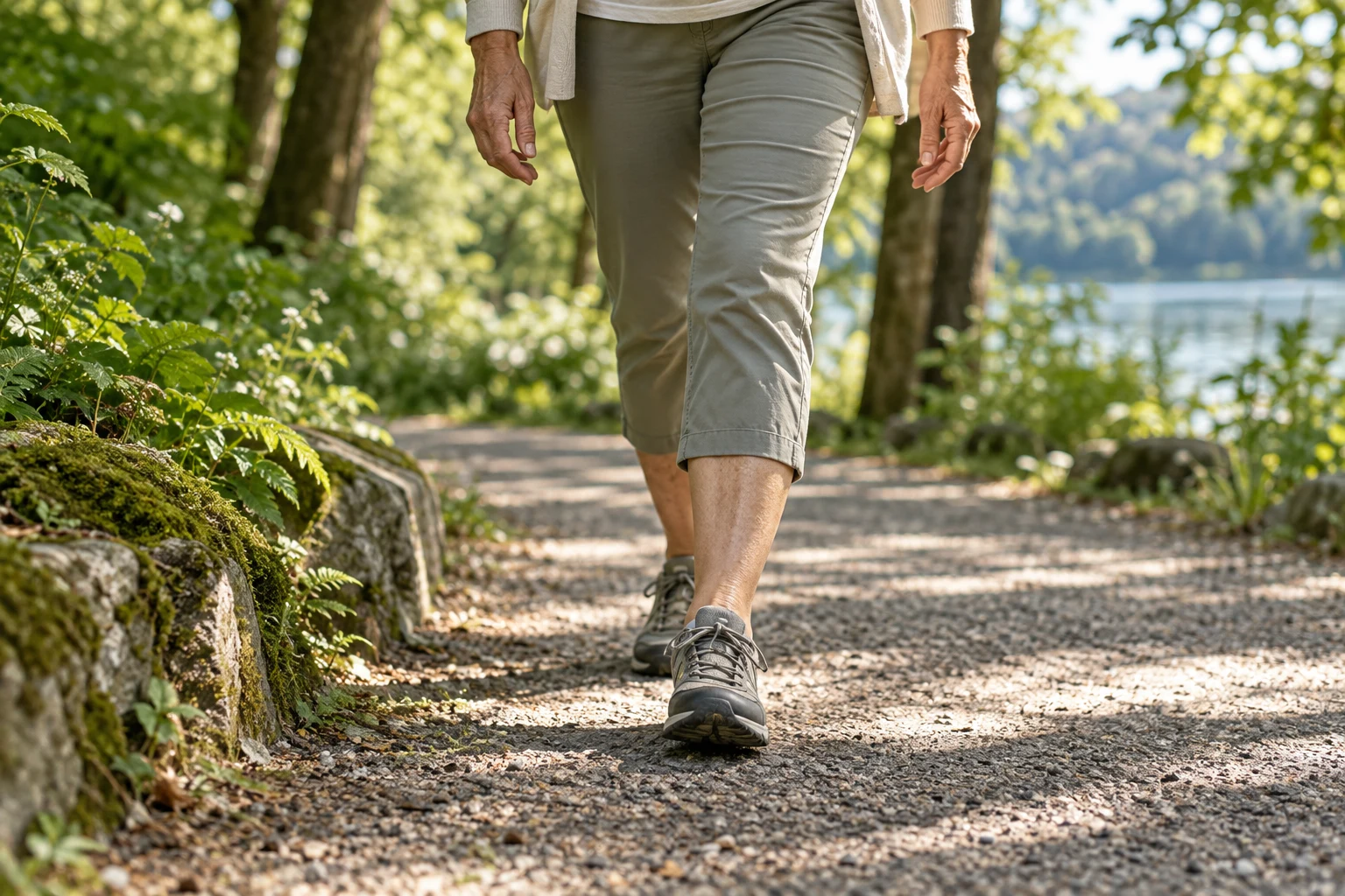 Mujer caminando por un sendero